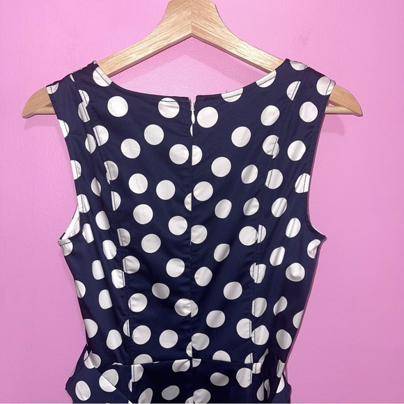 Boden Dress Women's 4 US Navy Polka Dot Belted A-Line Soft Cotton Pockets NWT - Picture 10 of 12